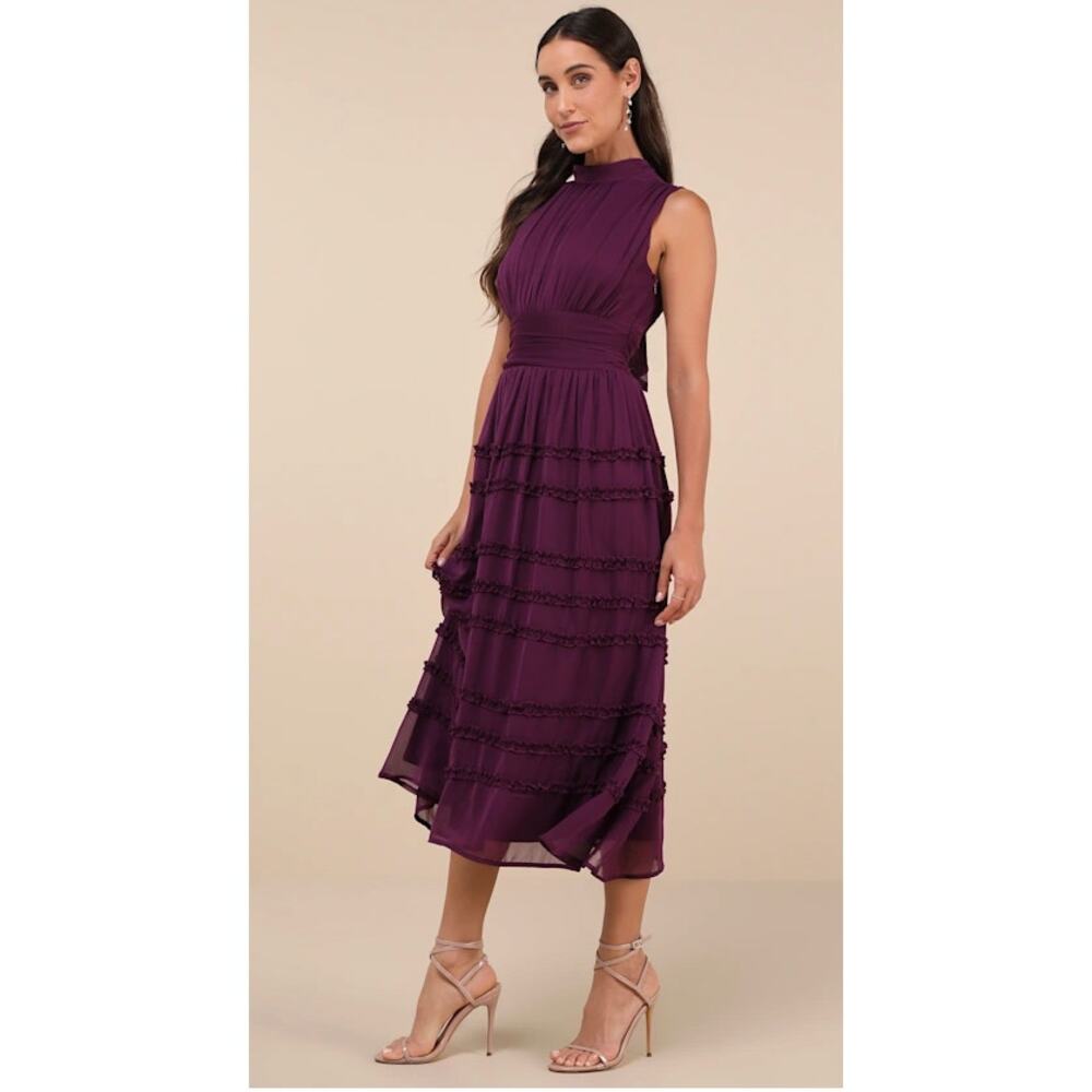 Lulu's Purple Tiered Midi Dress - Picture 9 of 10